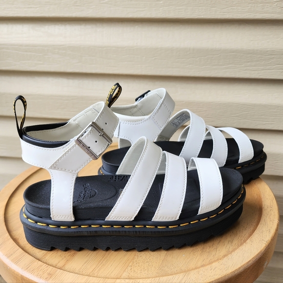 Dr. Martens Blaire patent leather strap white sandals - Picture 10 of 15